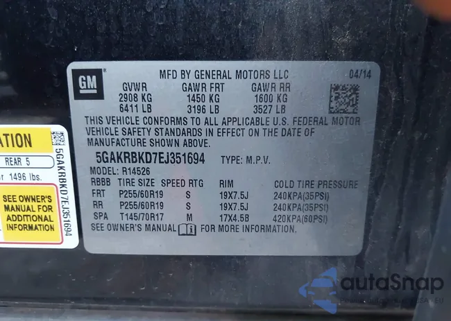 5GAKRBKD7EJ351694: 43795177