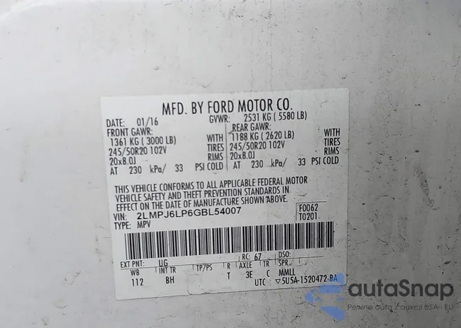 2LMPJ6LP6GBL54007: 43795209