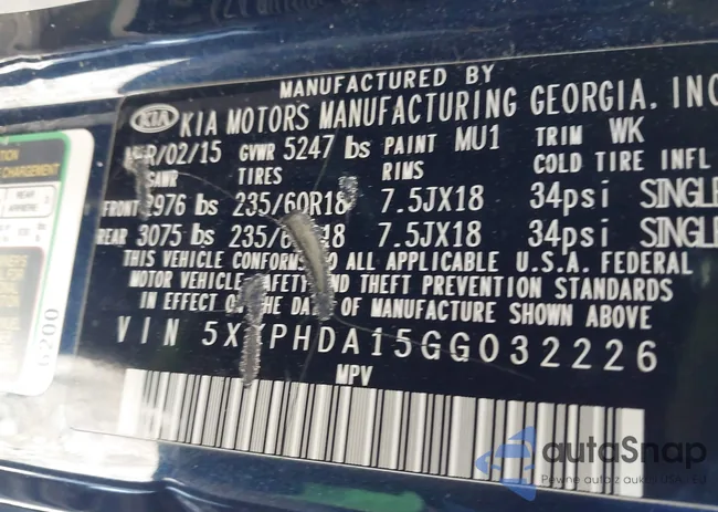 5XYPHDA15GG032226: 43795243