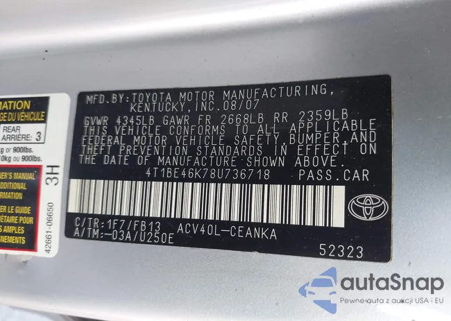 4T1BE46K78U736718: 43795257