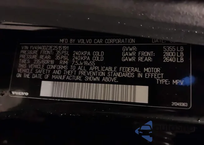 YV4940DZ2E2515191: 43794590