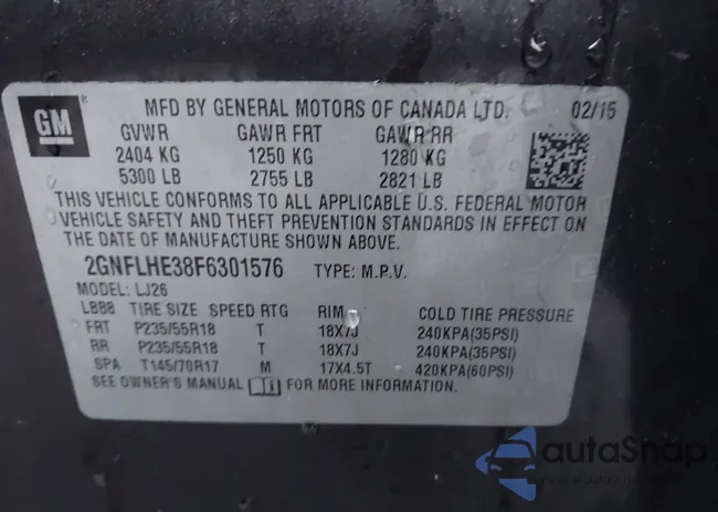 2GNFLHE38F6301576: 43794618