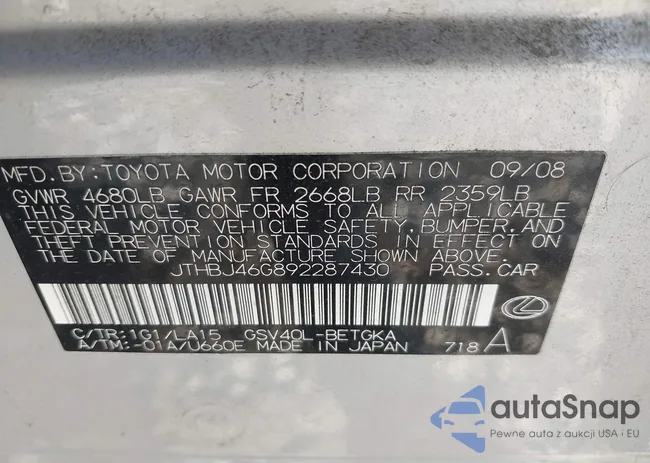 JTHBJ46G892287430: 43794671