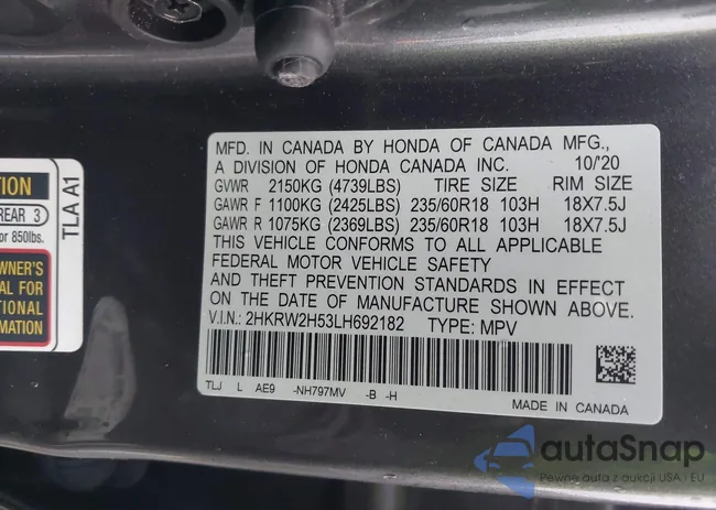 2HKRW2H53LH692182: 43794863