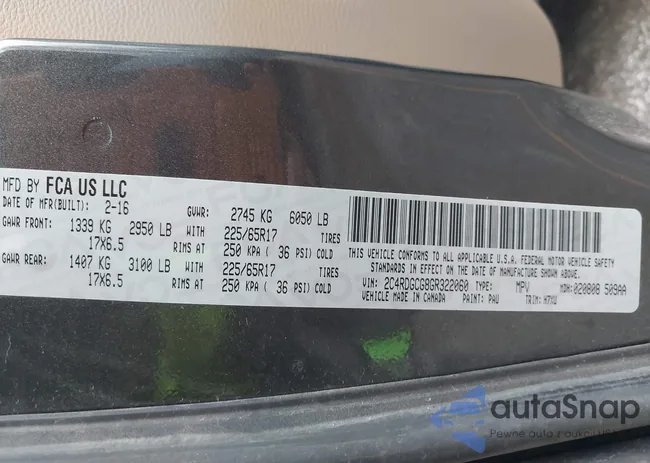 2C4RDGCG8GR322060: 43794936