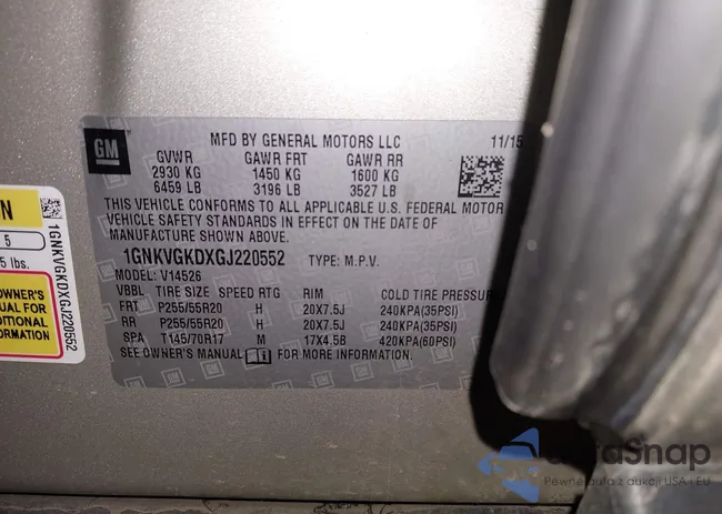 1GNKVGKDXGJ220552: 43794940