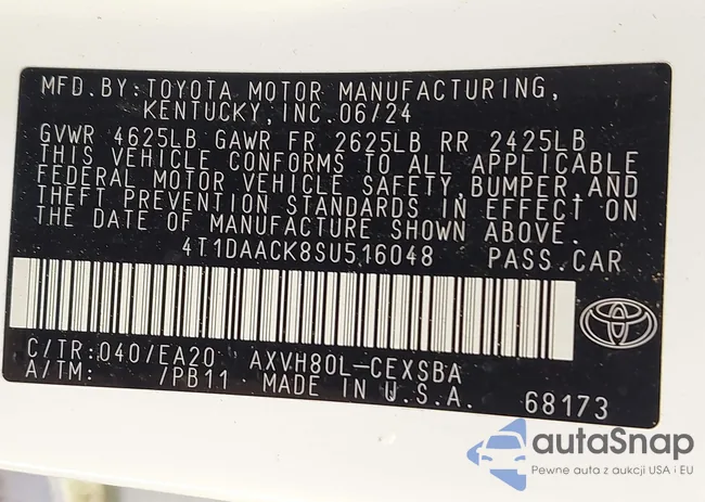 4T1DAACK8SU516048: 43796245