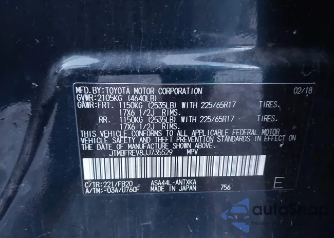 JTMBFREV8JJ735529: 43796268