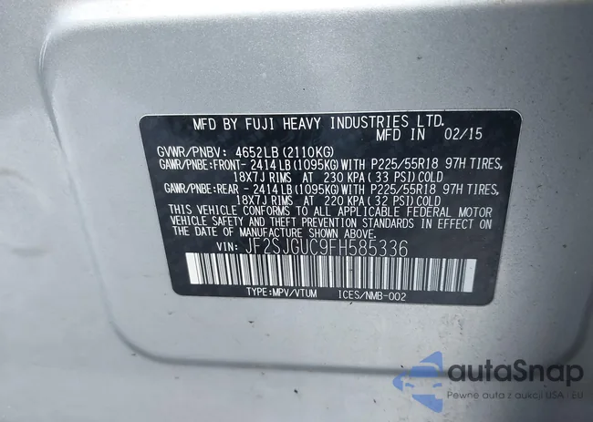 JF2SJGUC9FH585336: 43796279