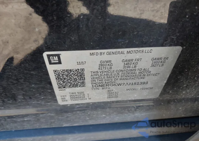 1GNERGKW7JJ151393: 43796378