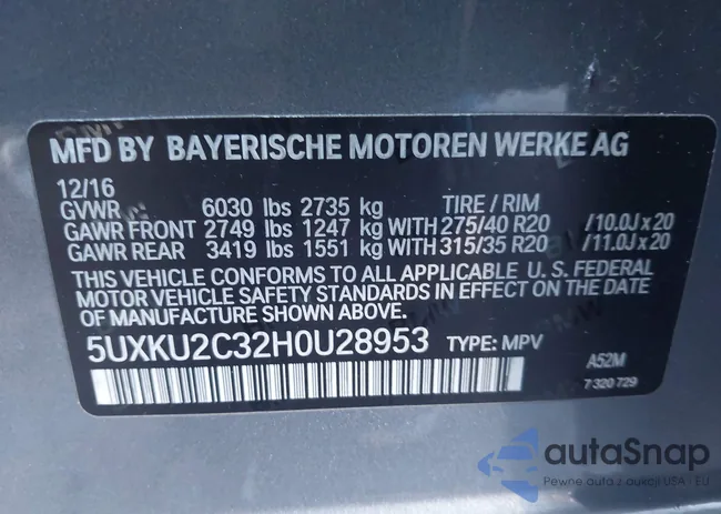 5UXKU2C32H0U28953: 43795652