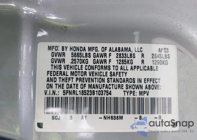 5FNRL18523B103754: 43795677