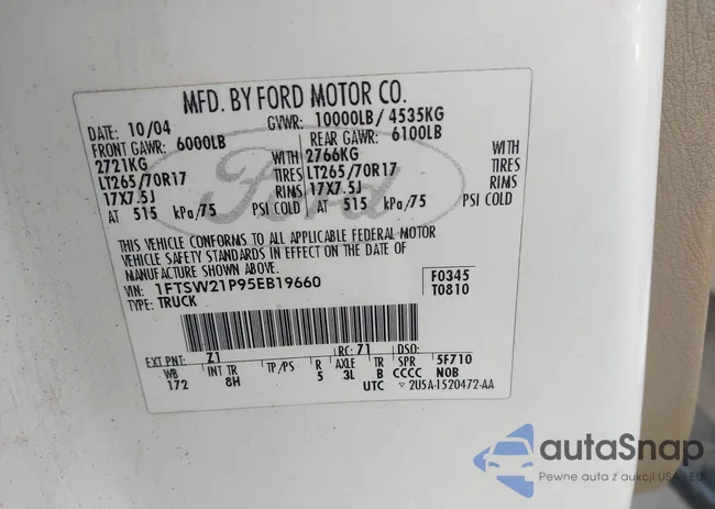 1FTSW21P95EB19660: 43795694