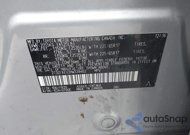 2T3ZFREV2HW339462: 43795709