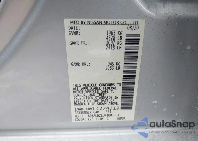 1N4BL4BV1LC274719: 43795838