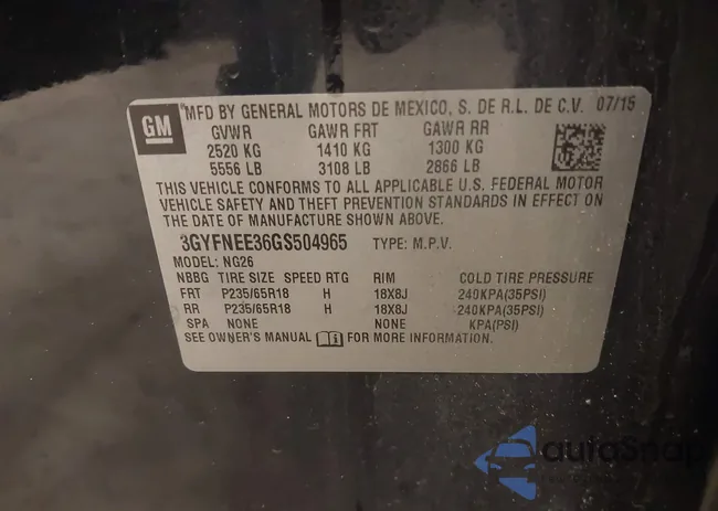 3GYFNEE36GS504965: 43796986