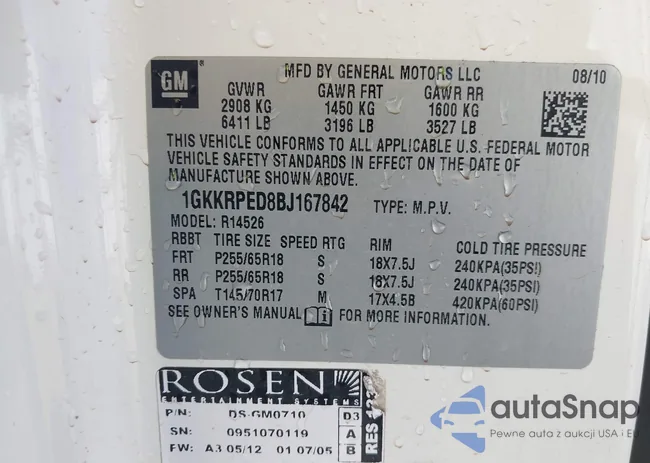 1GKKRPED8BJ167842: 43797183