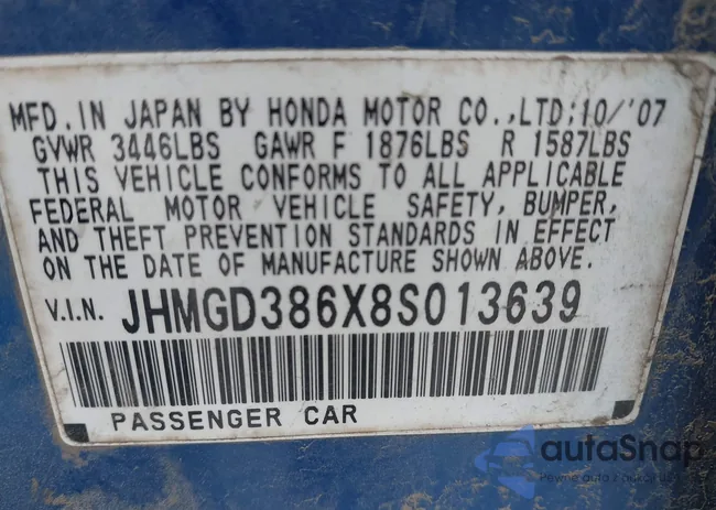 JHMGD386X8S013639: 43797298