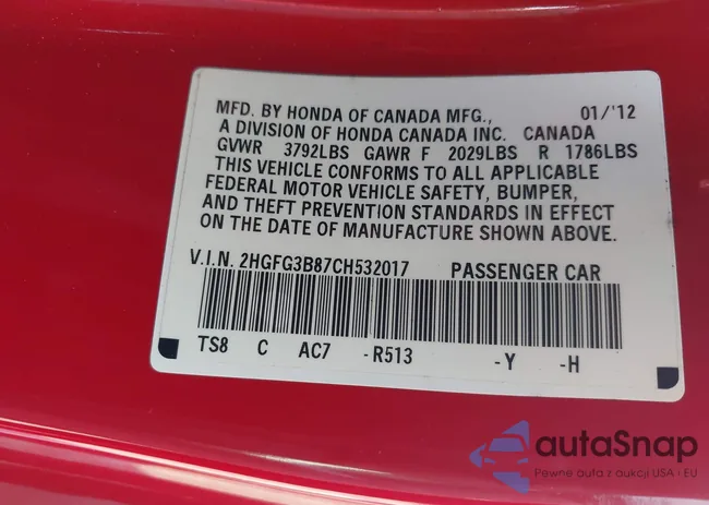 2HGFG3B87CH532017: 43797299