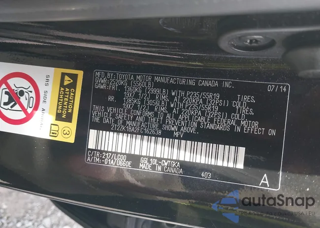 2T2ZK1BA2FC162638: 43797368