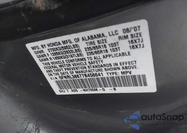 5FNRL38677B458641: 43796596