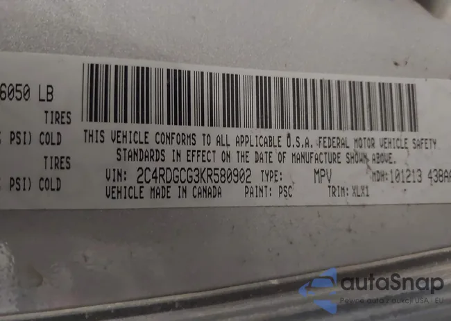 2C4RDGCG3KR580902: 43796653