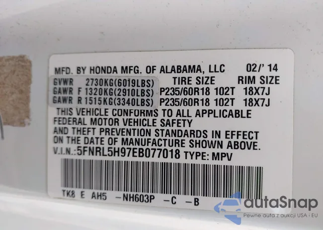 5FNRL5H97EB077018: 43796762