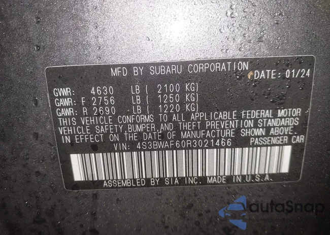 4S3BWAF60R3021466: 43796771