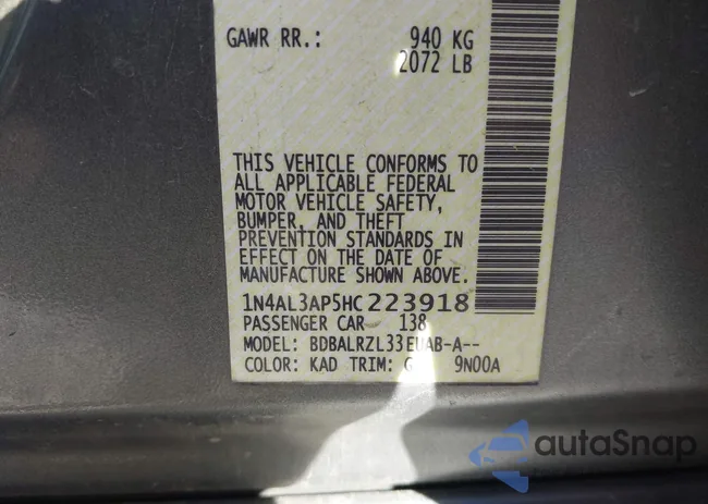 1N4AL3AP5HC223918: 43796812