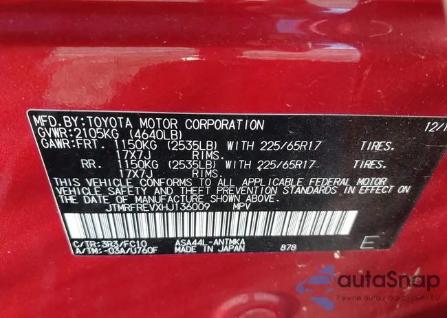 JTMRFREVXHJ136009: 43796874