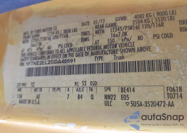 1FTNE2EL2CDA46691: 43798110