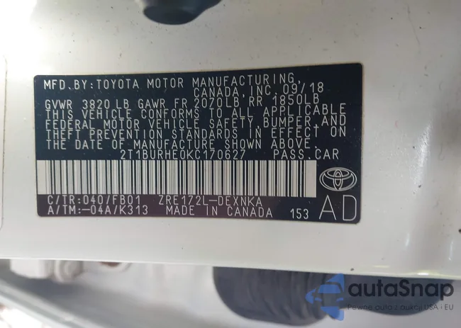 2T1BURHE0KC170627: 43798206