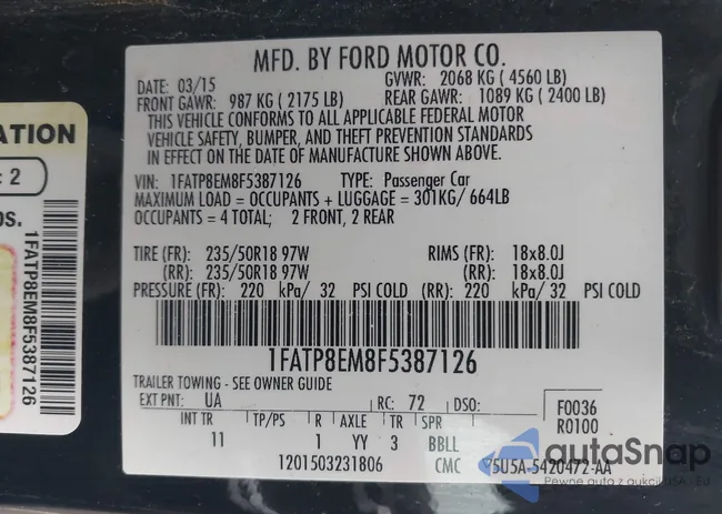 1FATP8EM8F5387126: 43798249