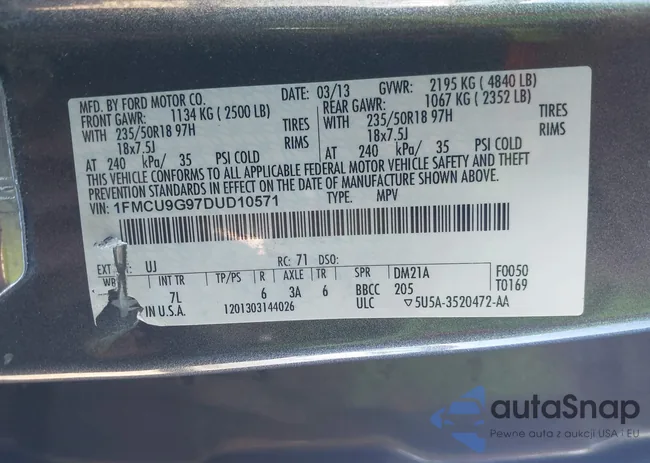 1FMCU9G97DUD10571: 43798281