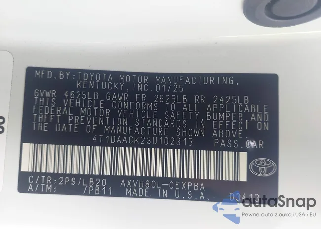 4T1DAACK2SU102313: 43798290