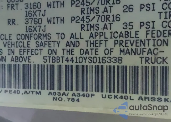 5TBBT4410YS016338: 43798341