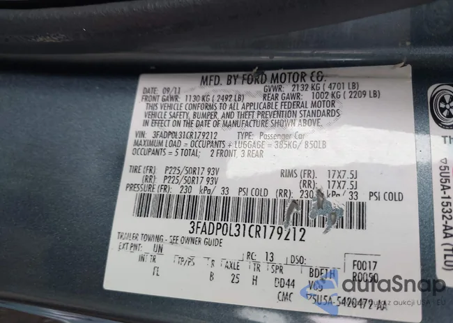 3FADP0L31CR179212: 43797660