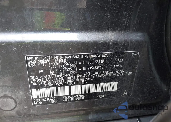 2T3C1RFV7SC321051: 43797709