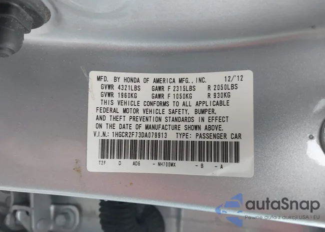 1HGCR2F73DA079913: 43797710