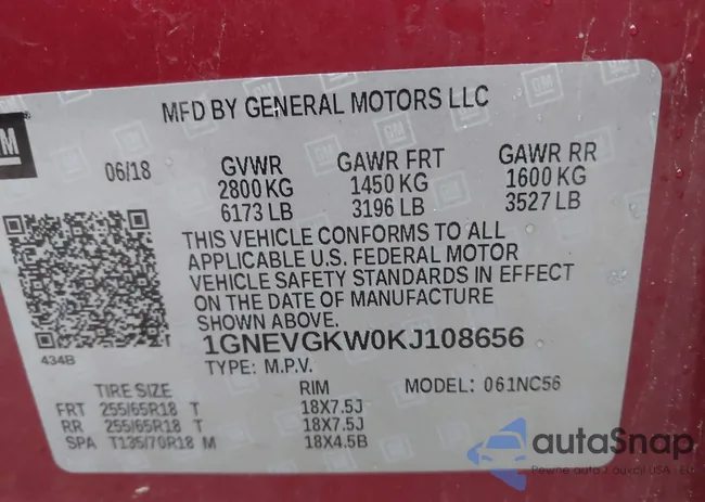 1GNEVGKW0KJ108656: 43797773