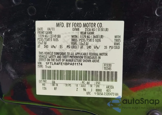 1FTLR4FE1BPA51174: 43797777