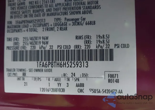 1FA6P8TH6H5259313: 43797834