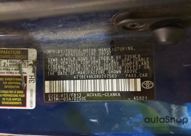 4T1BE46K08U207563: 43797857