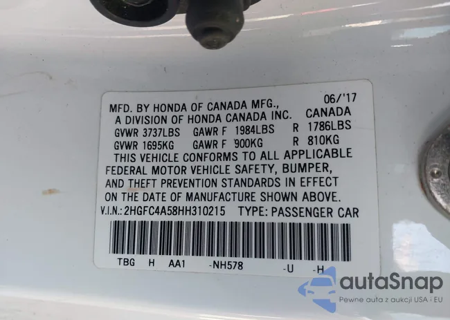 2HGFC4A58HH310215: 43797906