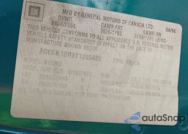 2GCEK19R3T1200435: 43798962