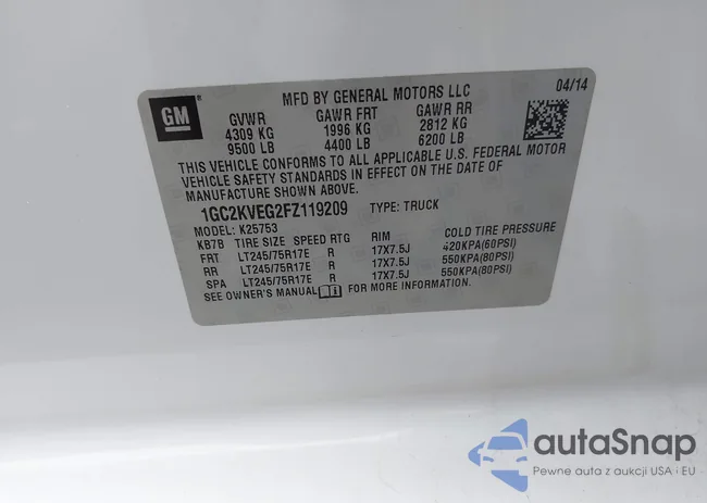 1GC2KVEG2FZ119209: 43799021