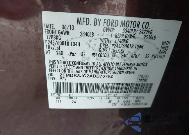 2FMDK3JC2ABB76792: 43799081