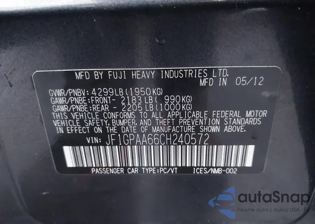 JF1GPAA66CH240572: 43799097