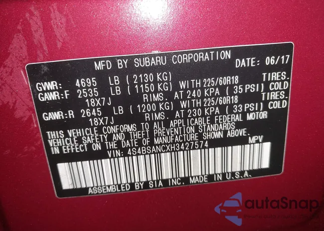 4S4BSANCXH3427574: 43799100