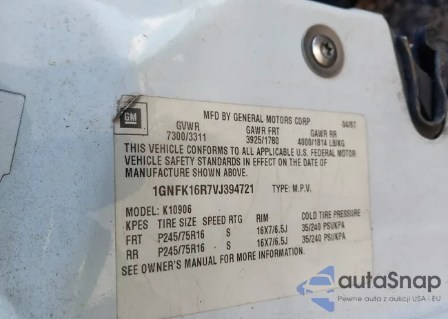 1GNFK16R7VJ394721: 43799311